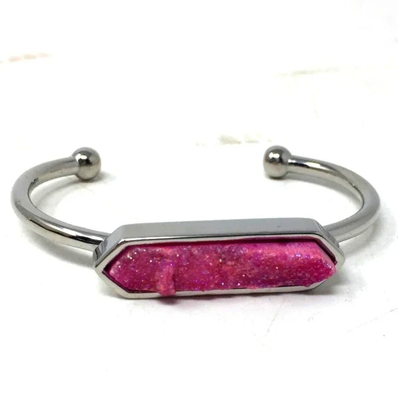 Kinsley Armelle Pink Blush Quartz Silver Ion Plated Stainless Bangle - Kinsley Armelle - Bracelet - A+ Stuff