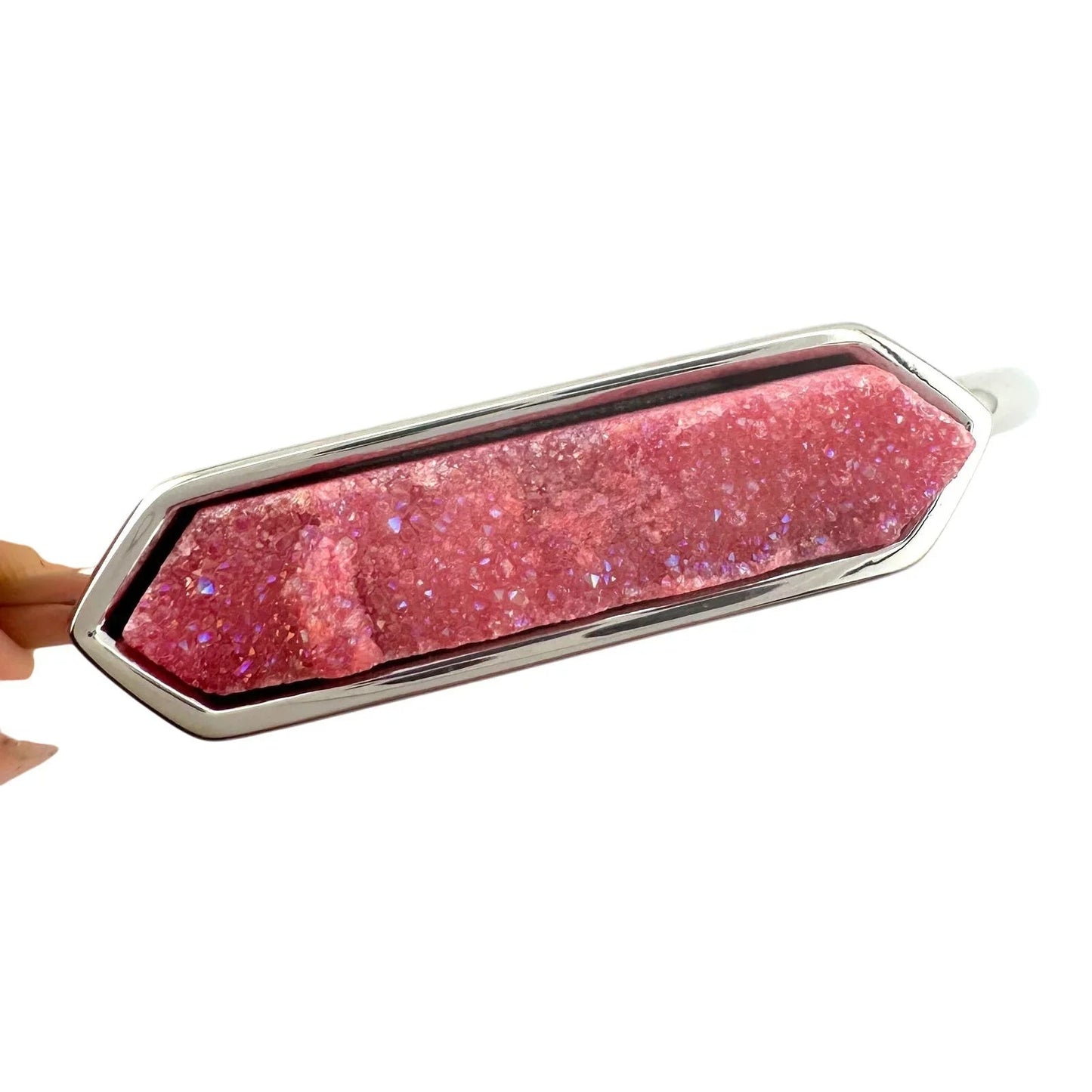 Kinsley Armelle Pink Blush Quartz Silver Ion Plated Stainless Bangle - Kinsley Armelle - Bracelet - A+ Stuff
