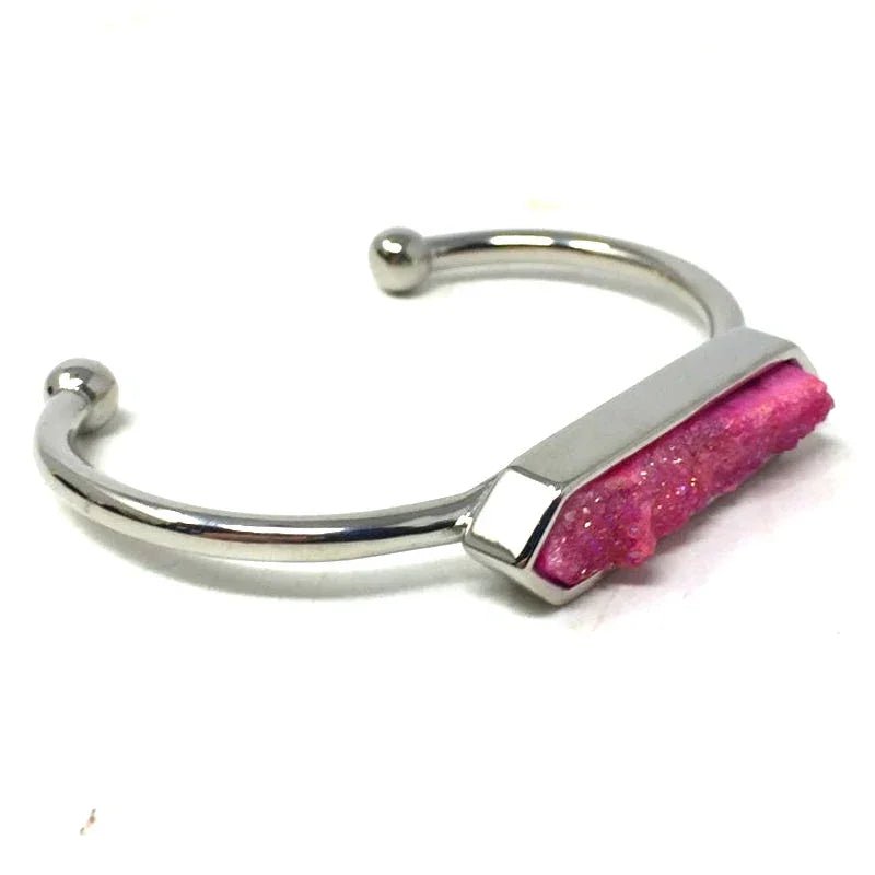Kinsley Armelle Pink Blush Quartz Silver Ion Plated Stainless Bangle - Kinsley Armelle - Bracelet - A+ Stuff