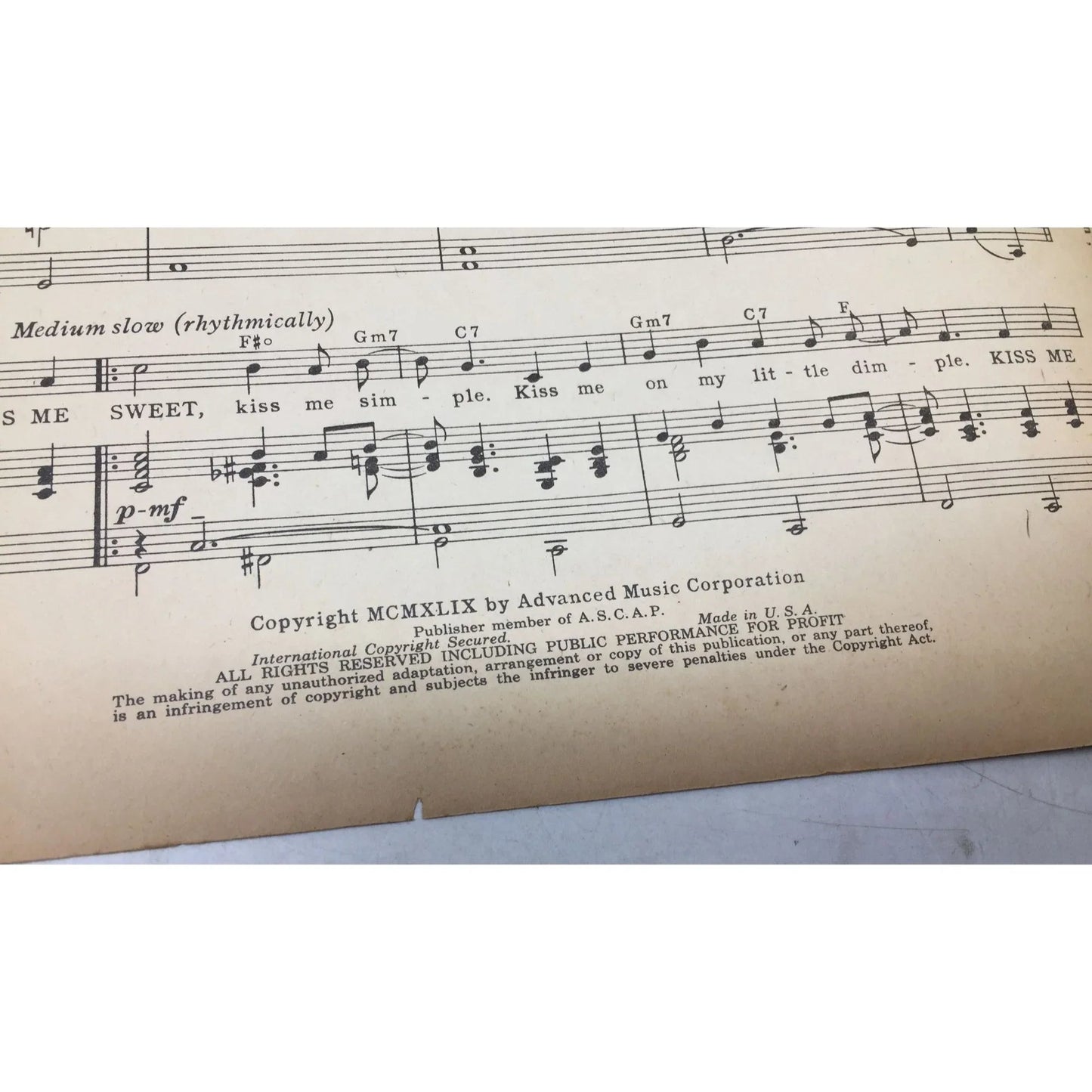 Kiss Me Sweet Words & Music by Milton Drake - Advanced music corp. - sheet music - A+ Stuff