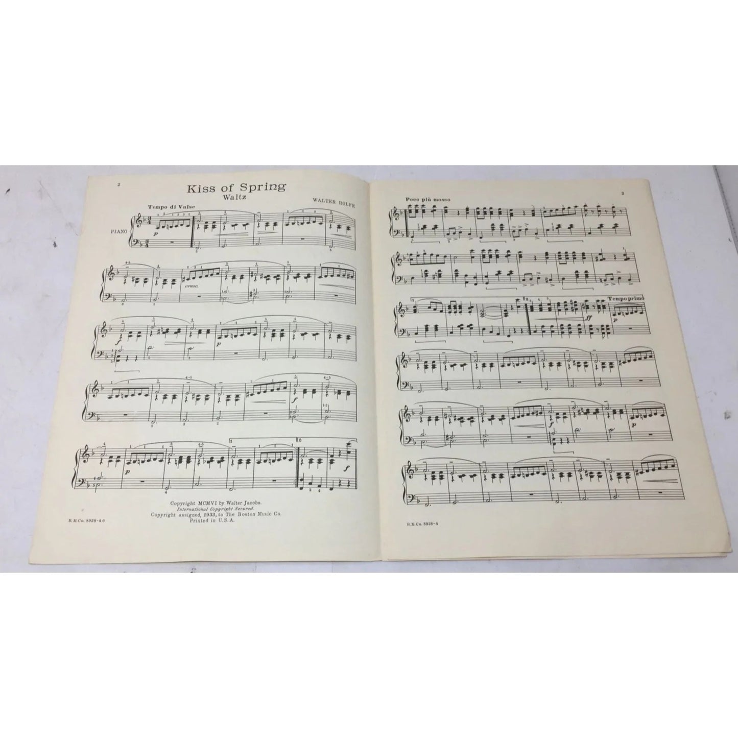 ''Kiss of Spring'' (Waltz) by Walter Rolfe Vintage Sheet Music Book - A+ Stuff - SHEET MUSIC - A+ Stuff