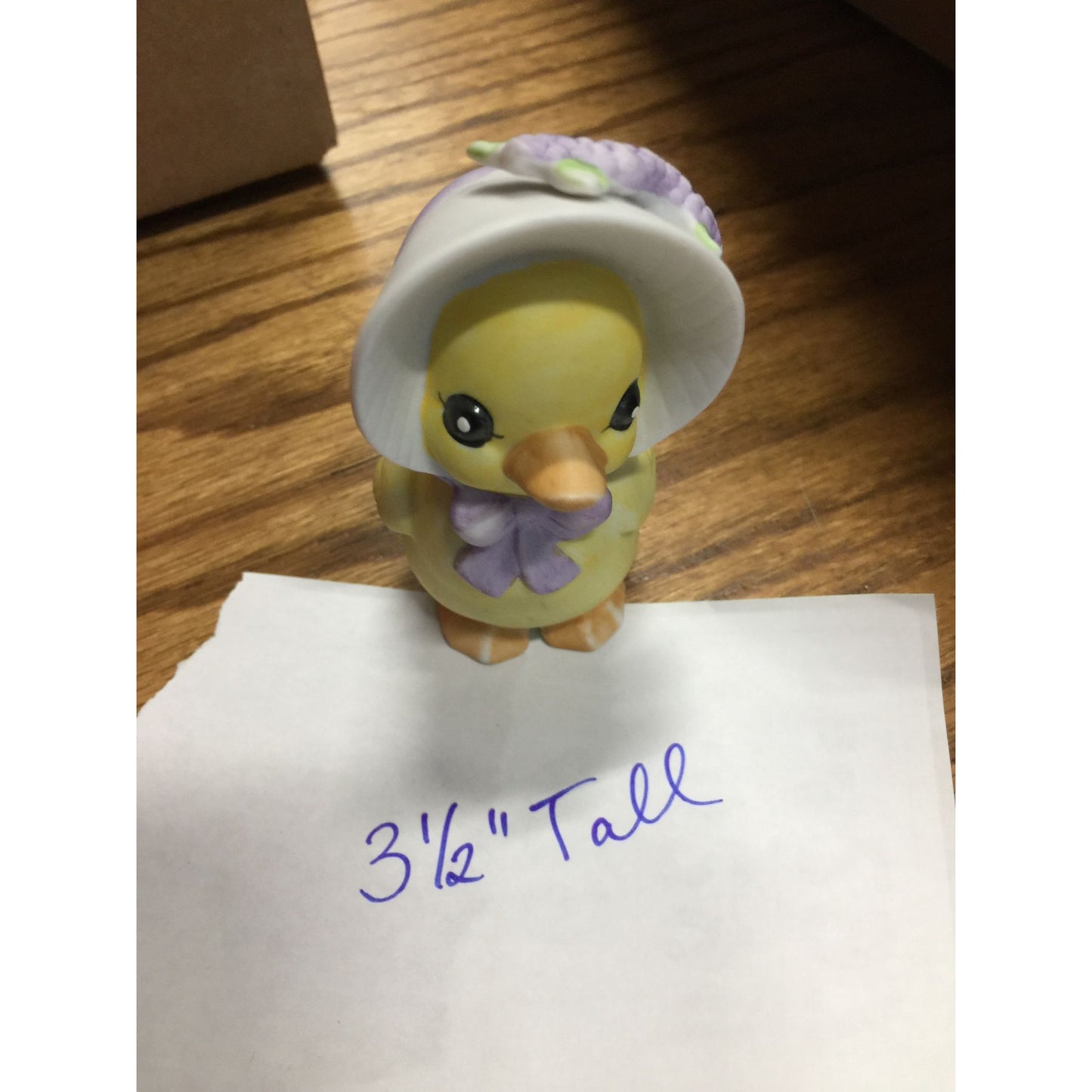 Vintage Small 3.5'' Tall Yellow Duckling Wearing a Hat Figurine