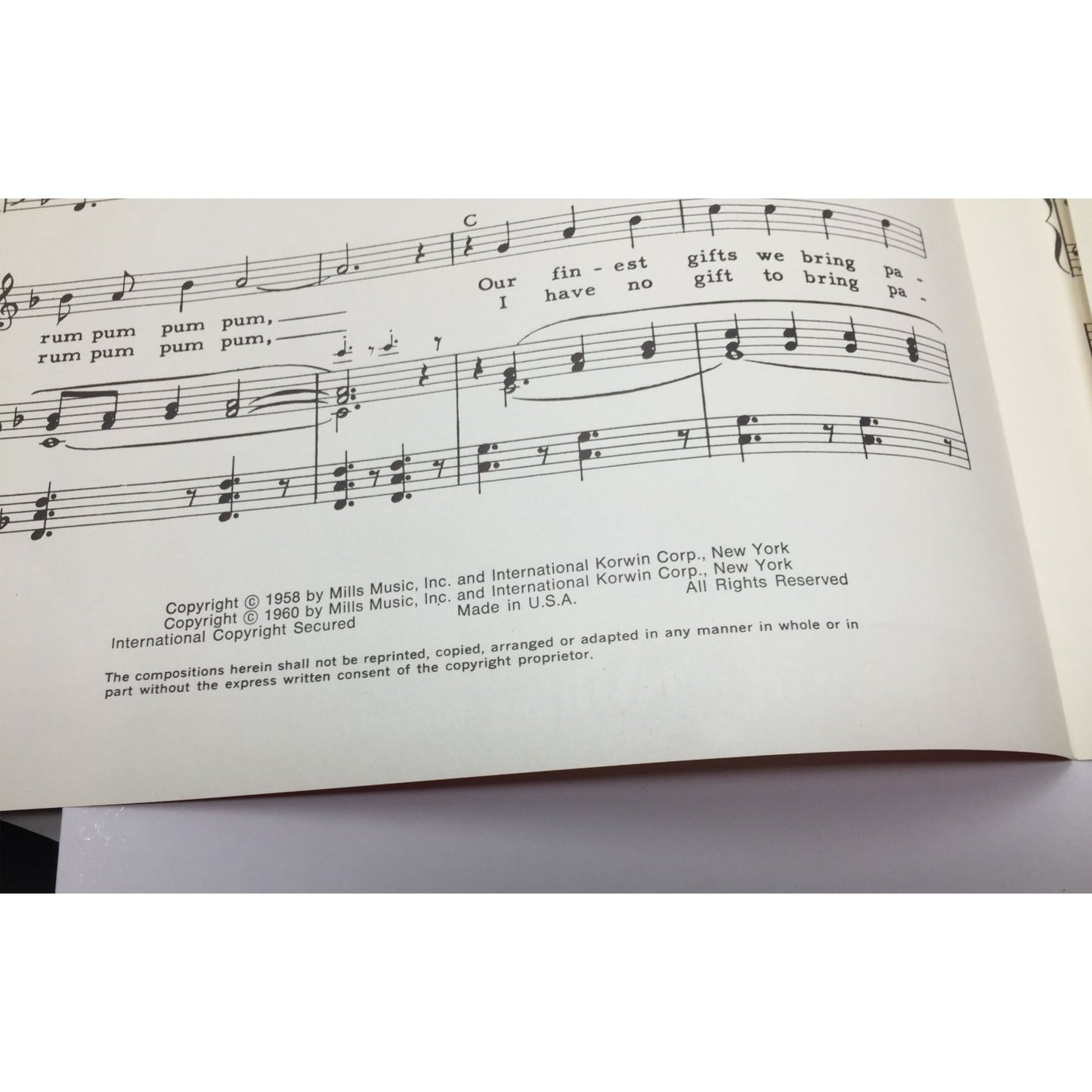 vintage 1960 sheet music edition of "The Little Drummer Boy" A+ Stuff  A+ Stuff SHEET MUSIC