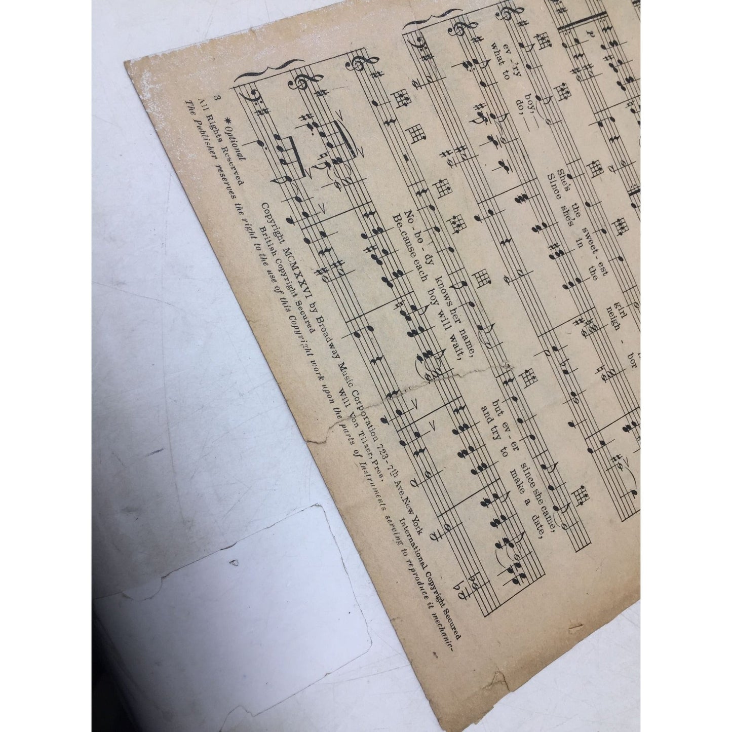 Vintage Sheet Music for the song "Short An' Sweet" A+ Stuff  A+ Stuff Sheet Music