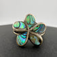 Natural Abalone Flower Ring in Sterling Silver Size 9.75