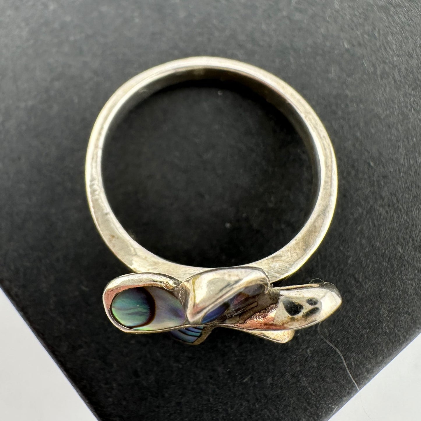 Natural Abalone Flower Ring in Sterling Silver Size 9.75