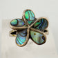 Natural Abalone Flower Ring in Sterling Silver Size 9.75