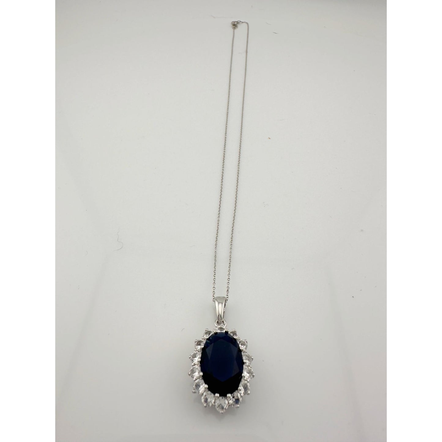 Stunning 6.40 Carat Imperial Lab Created  Blue Sapphire Necklace