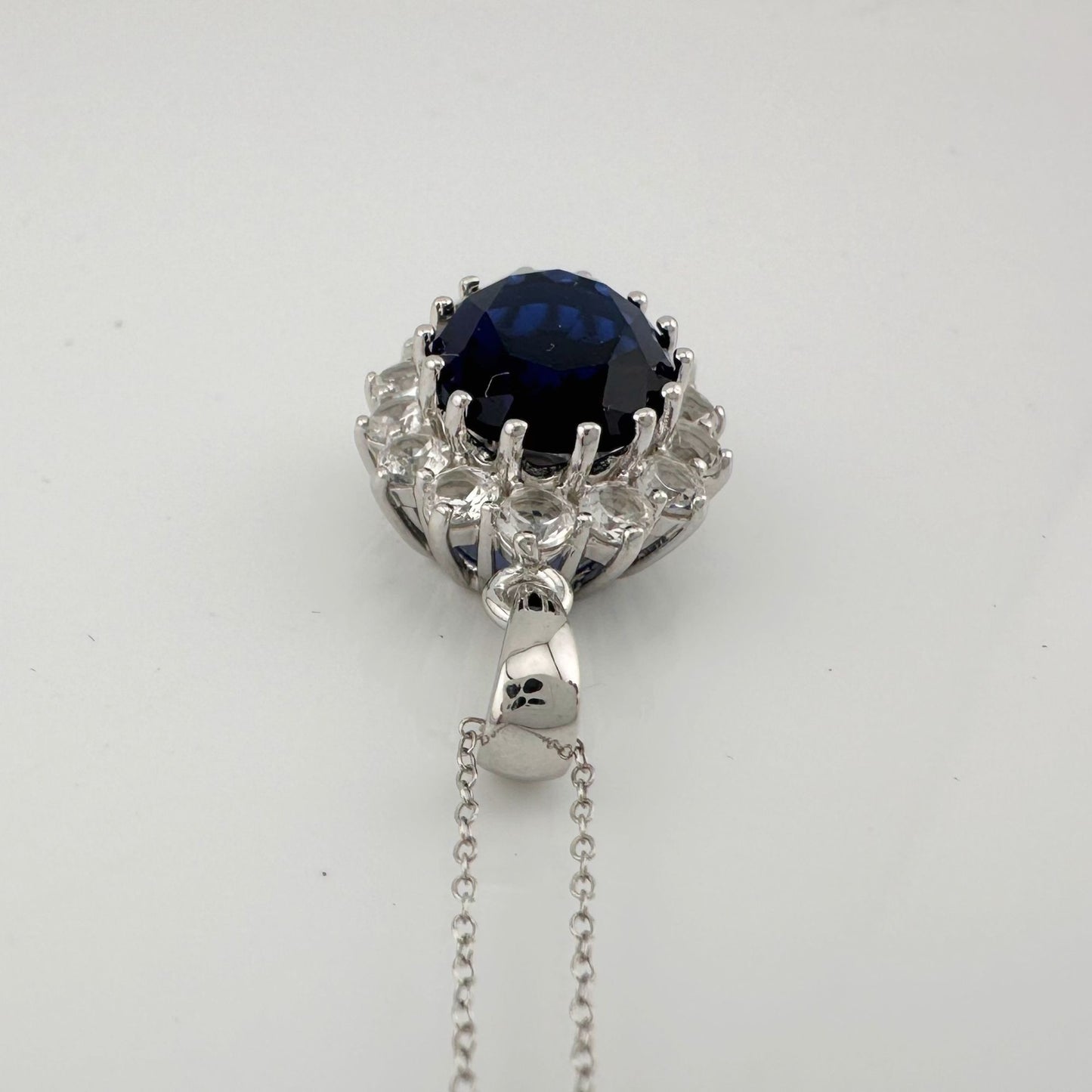 Stunning 6.40 Carat Imperial Lab Created  Blue Sapphire Necklace