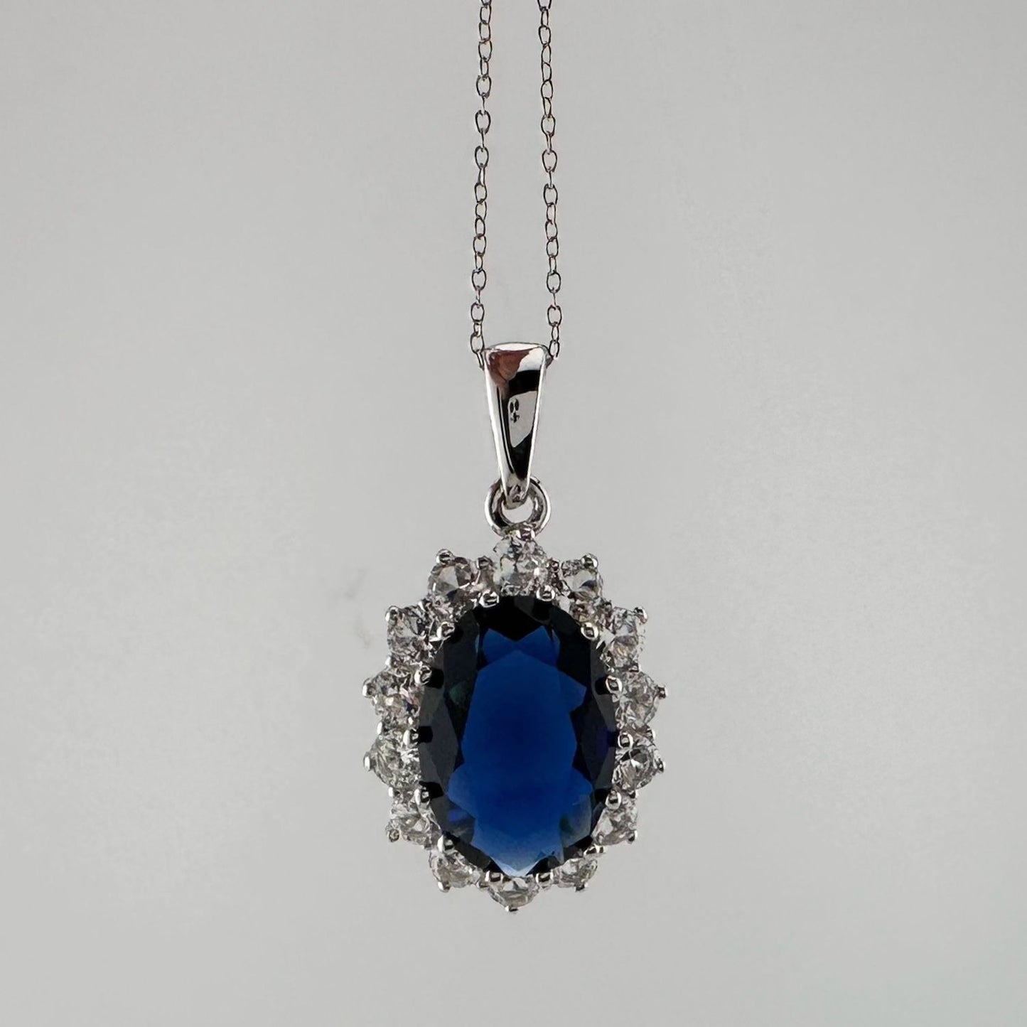 Stunning 6.40 Carat Imperial Lab Created  Blue Sapphire Necklace