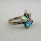 Natural Abalone Flower Ring in Sterling Silver Size 6.75