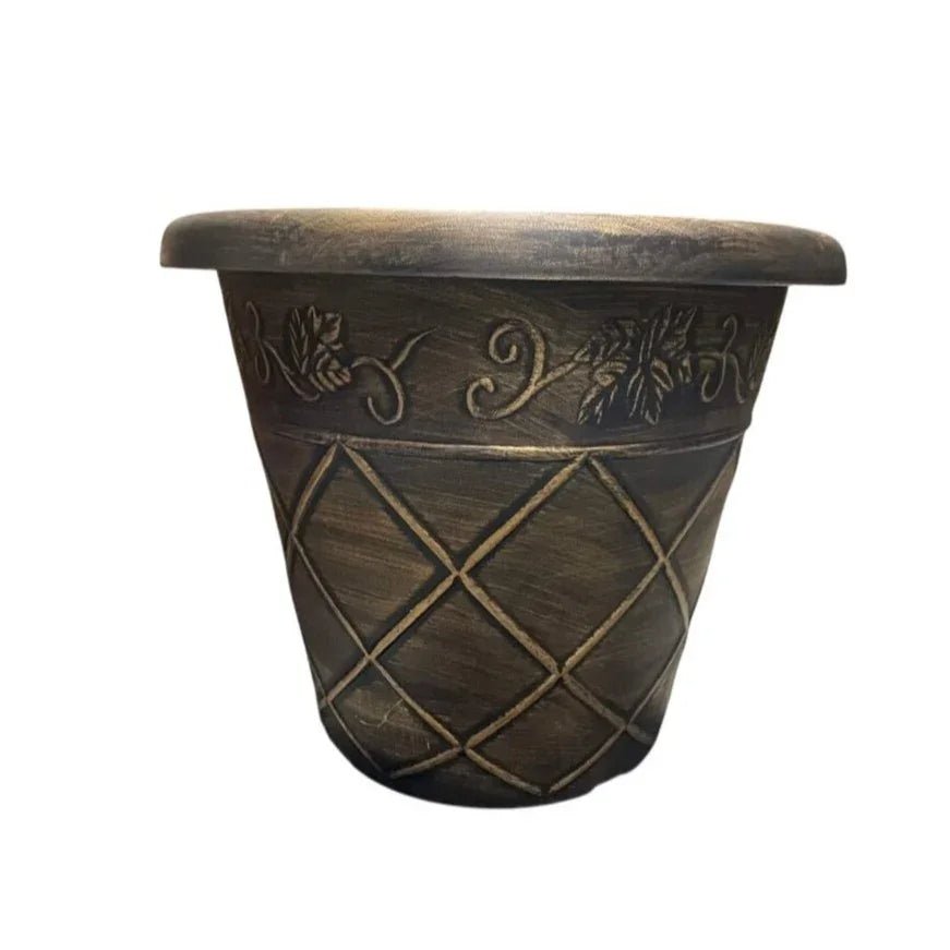 Landmark Plastic Corp. Large Plastic Gold and Black Planter/Flower Pot - A+ Stuff - Vaes or Planter - A+ Stuff