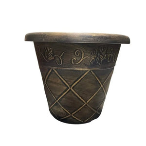 Landmark Plastic Corp. Large Plastic Gold and Black Planter/Flower Pot