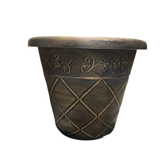 Landmark Plastic Corp. Large Plastic Gold and Black Planter/Flower Pot - A+ Stuff - Vaes or Planter - A+ Stuff