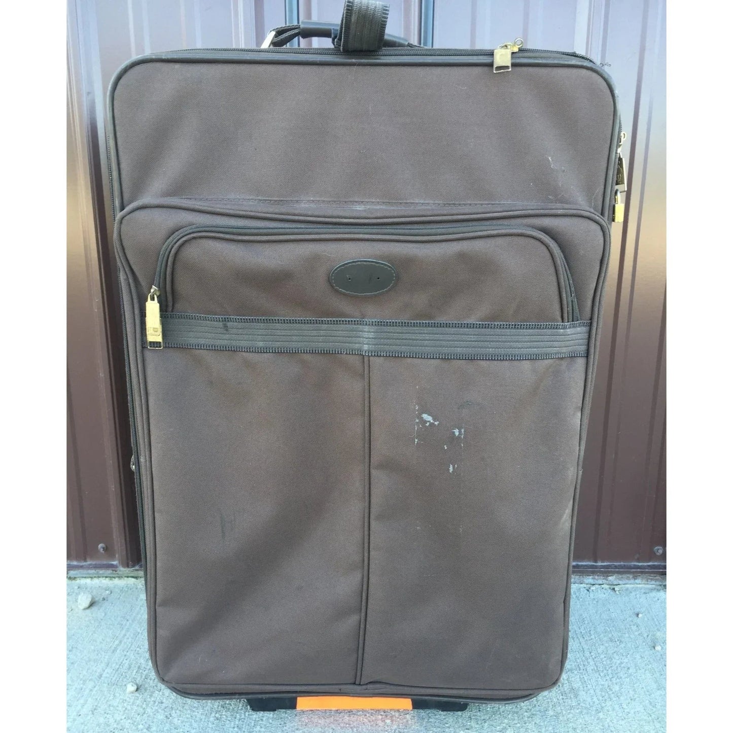 Large Brown Samsonite Zippered Suitcase on Wheels - samsonite - Luggage & Bags - A+ Stuff