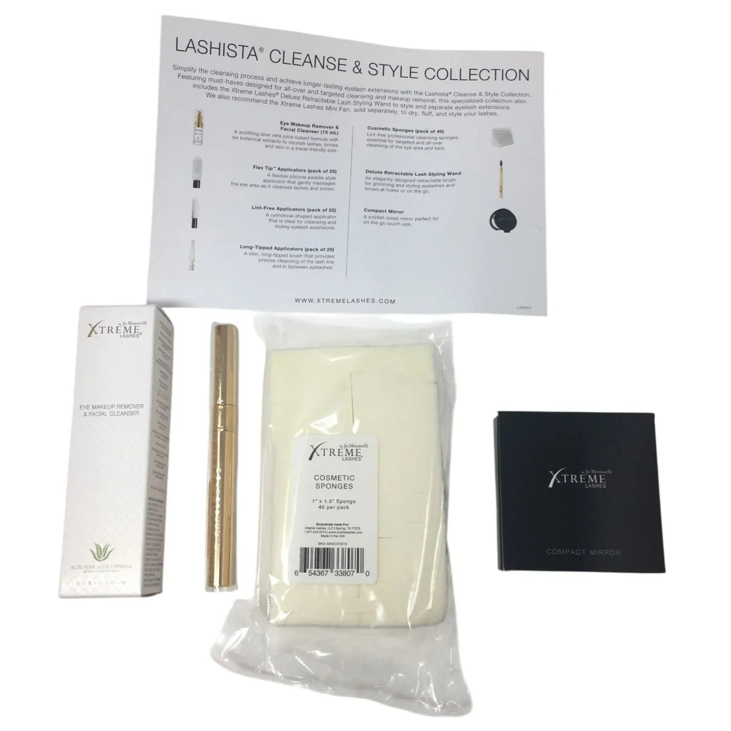 Lashista Cleanse And Style Collection - Mirror, Wand, Makeup Remover & Cleanser, Sponges - Xtreme Lashes by Jo Mousslli - Make up - A+ Stuff