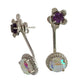 Amethyst Flower Stud Earrings with Beautiul (Removable) Rainbow Topaz Dangles