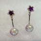 Amethyst Flower Stud Earrings with Beautiul (Removable) Rainbow Topaz Dangles