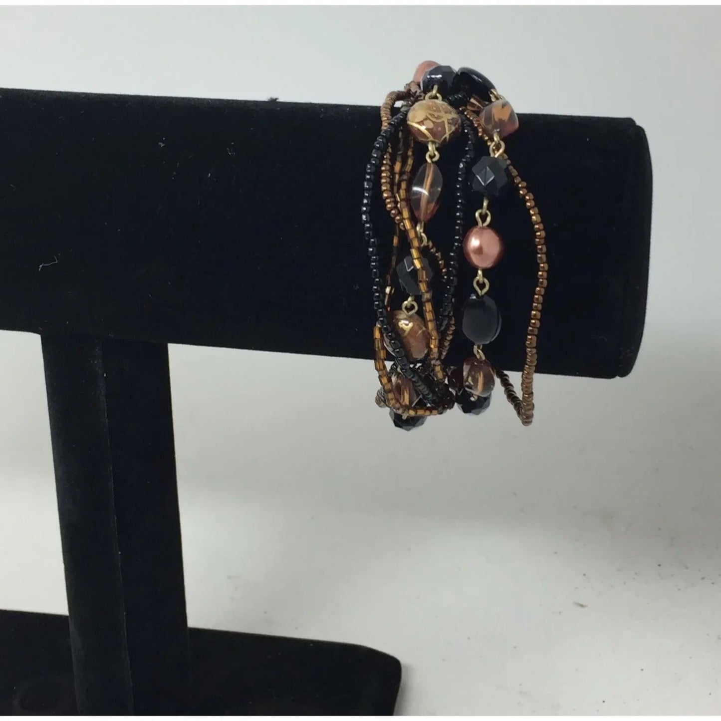 Lia Sophia Beautiful Gold Tone Multi Strand Bracelet with Brown/Black Beads - Lia Sophia - Bracelet - A+ Stuff
