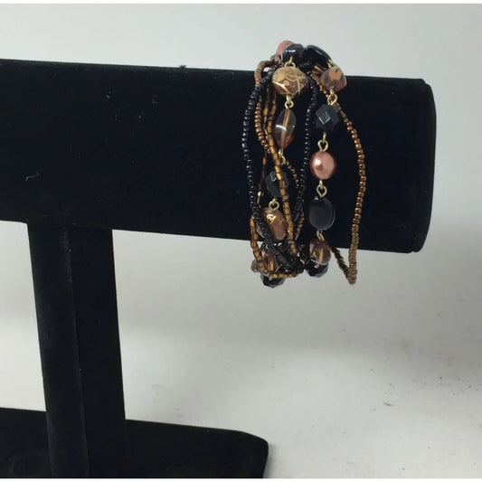Lia Sophia Beautiful Gold Tone Multi Strand Bracelet with Brown/Black Beads - Lia Sophia - Bracelet - A+ Stuff