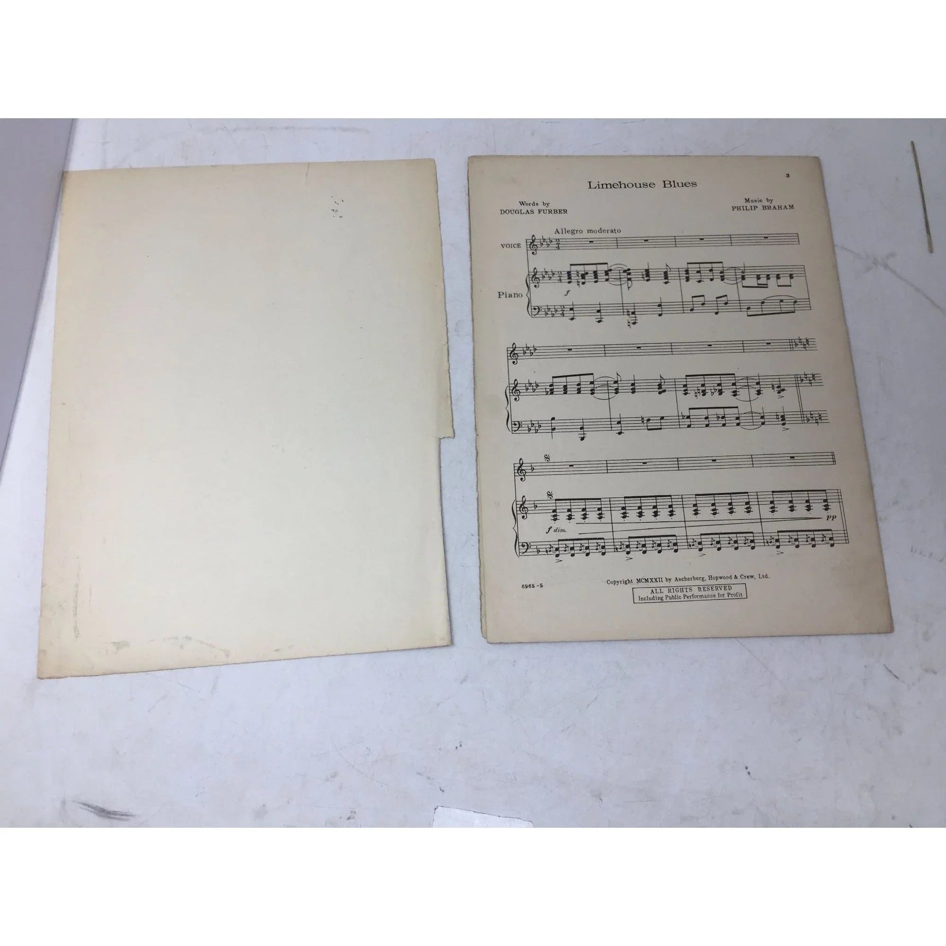''LIMEHOUSE BLUES'' By Douglas Furber and Philip Braham - A+ Stuff - SHEET MUSIC - A+ Stuff