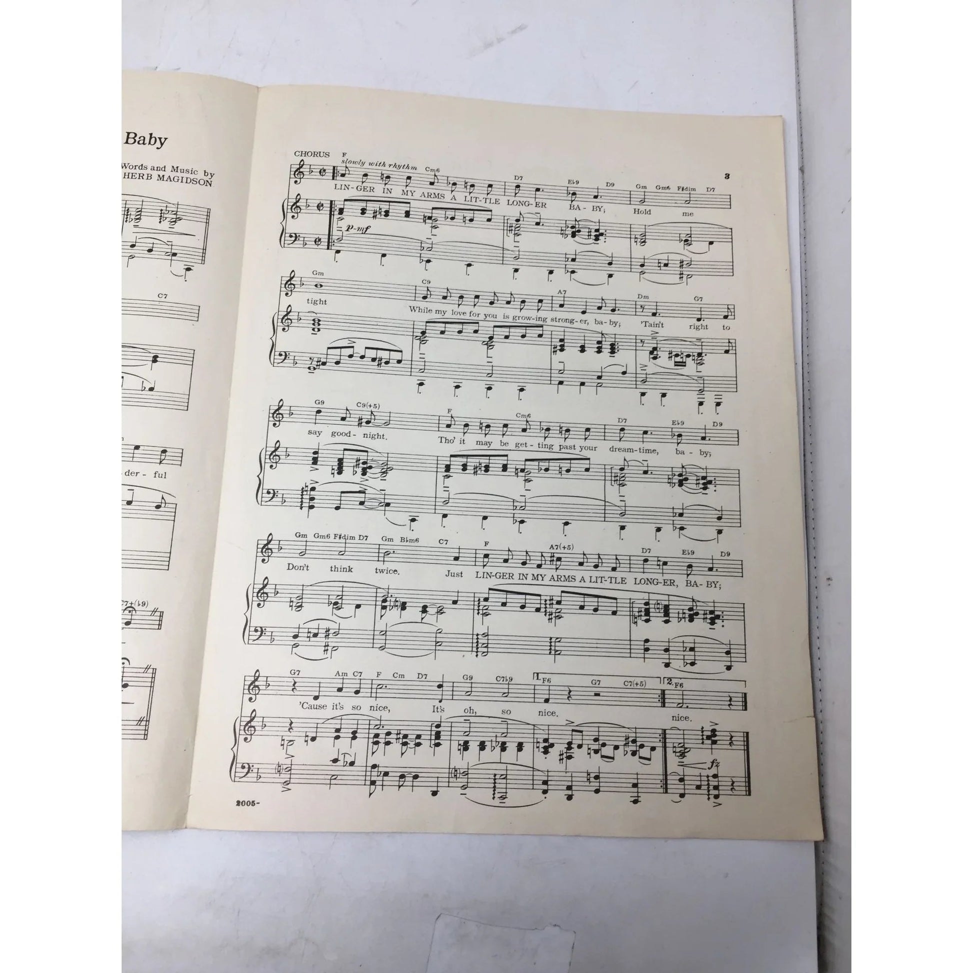 LINGER IN MY ARMS A LITTLE LONGER, BABY Vintage sheet music - A+ Stuff - SHEET MUSIC - A+ Stuff