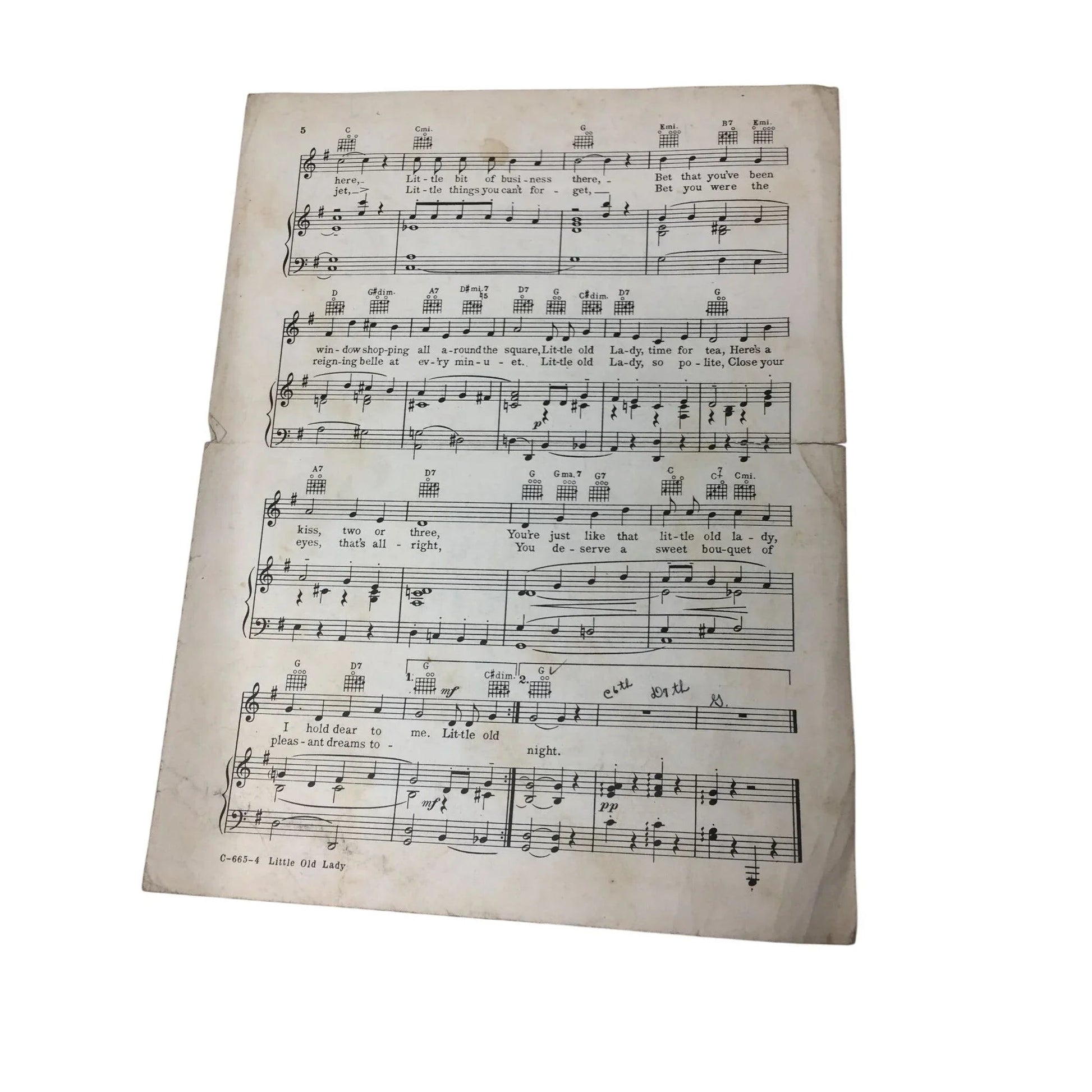 ''LITTLE OLD LADY'' by Hoagy Carmichael and Stanley Adams - A+ Stuff - SHEET MUSIC - A+ Stuff