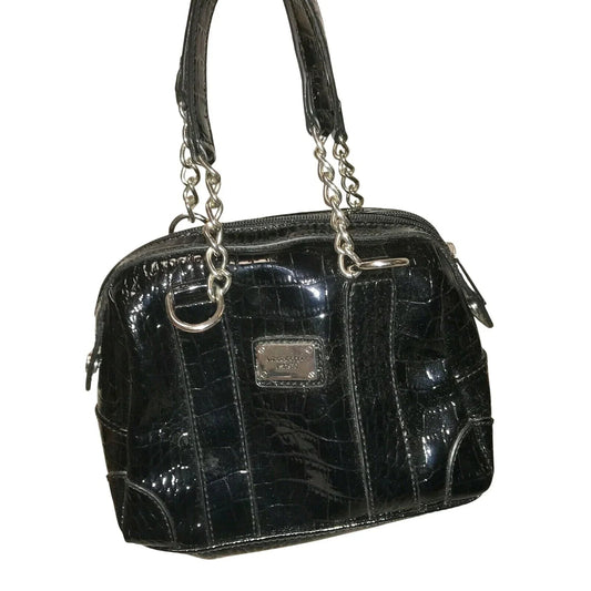 Liz Claiborne Black HandBag Purse Shiny Faux Croc Leather - Liz Claiborne - A+ Stuff