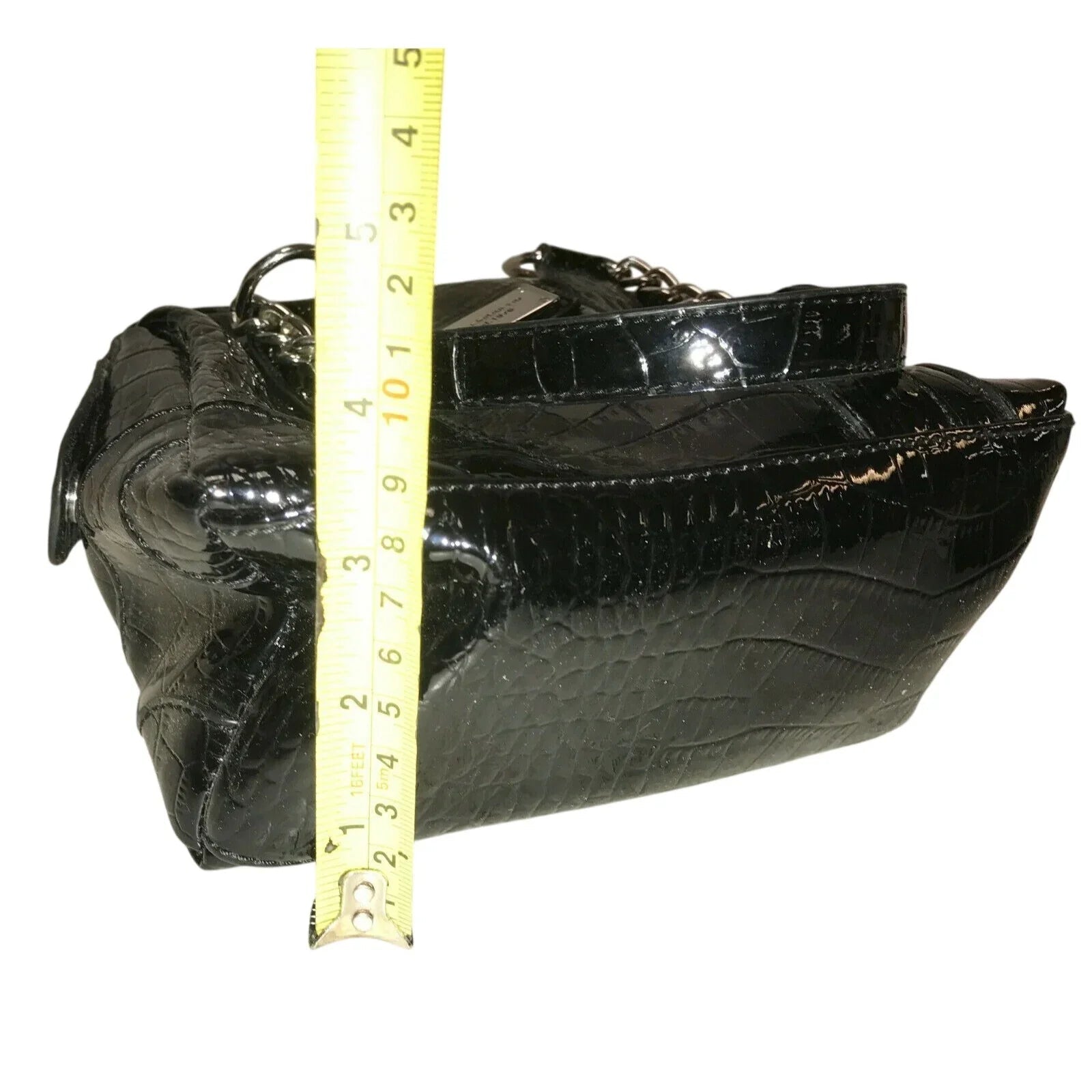 Liz Claiborne Black HandBag Purse Shiny Faux Croc Leather - Liz Claiborne - A+ Stuff