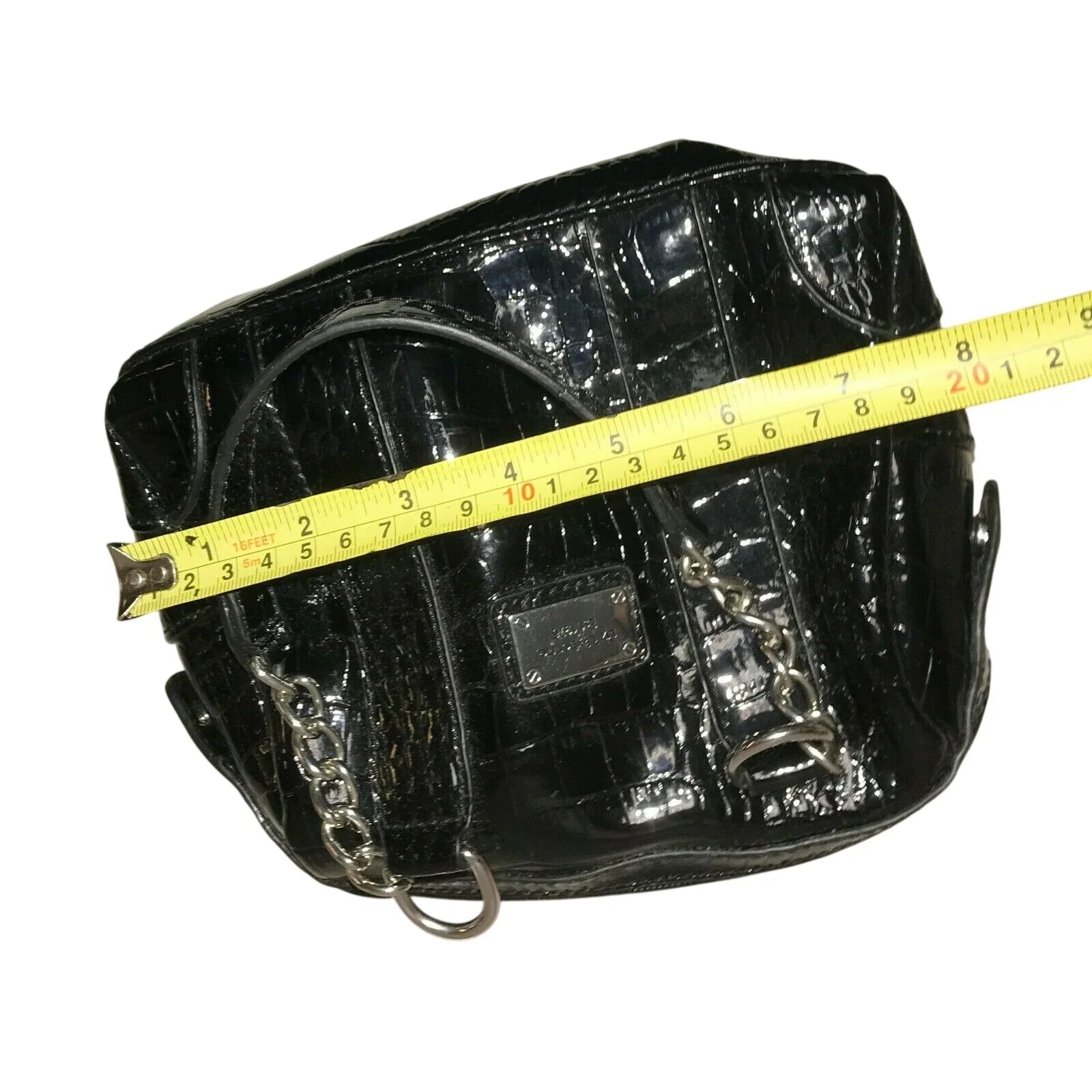 Liz Claiborne Black HandBag Purse Shiny Faux Croc Leather - Liz Claiborne - A+ Stuff