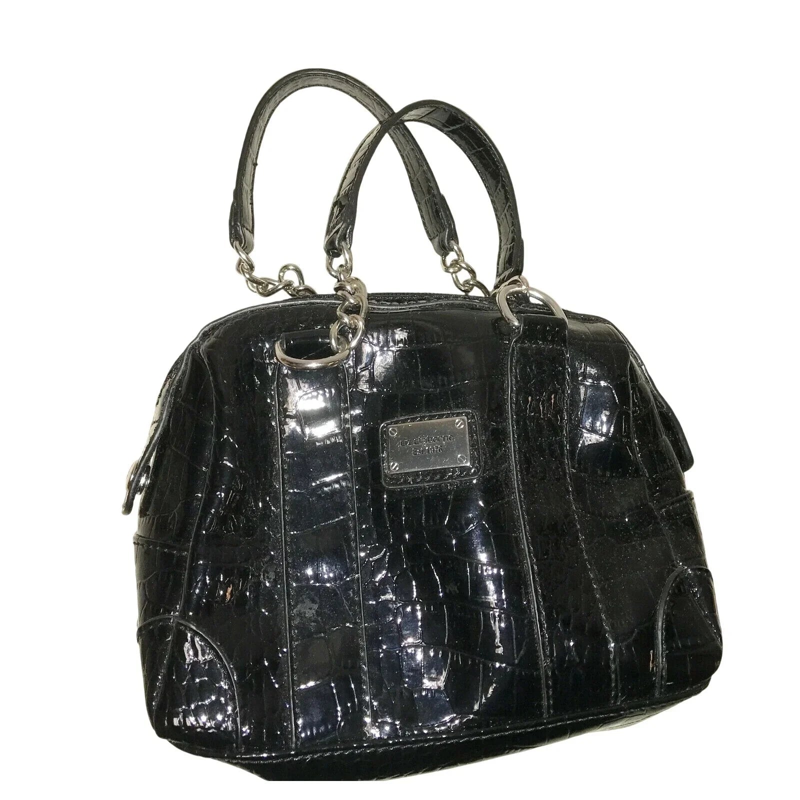 Liz Claiborne Black HandBag Purse Shiny Faux Croc Leather - Liz Claiborne - A+ Stuff