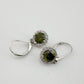 Beautiful Green Peridot & White Topaz Round Halo Necklace and Earrings Set