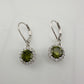 Beautiful Green Peridot & White Topaz Round Halo Necklace and Earrings Set