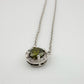 Beautiful Green Peridot & White Topaz Round Halo Necklace and Earrings Set