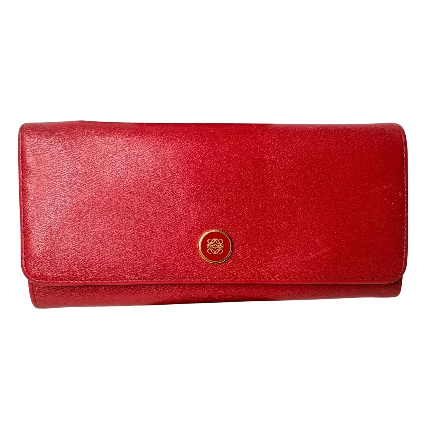 Loewe Anagram Flap Leather Continental Long Wallet - Red - Loewe - Long Wallet - A+ Stuff