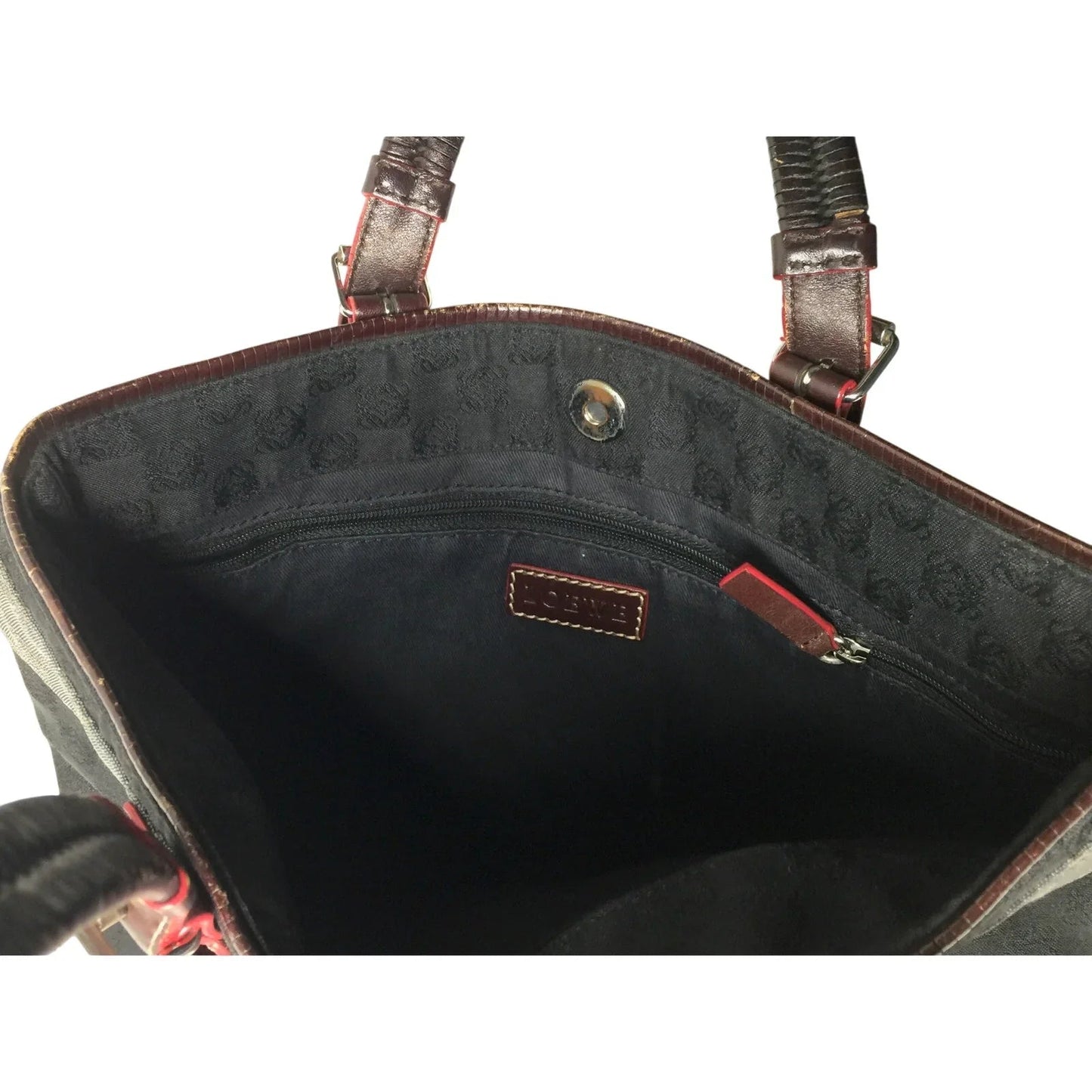 LOEWE - Leather - Trimmed Anagram Canvas Tote Black & Gray - Loewe - tote bag - A+ Stuff