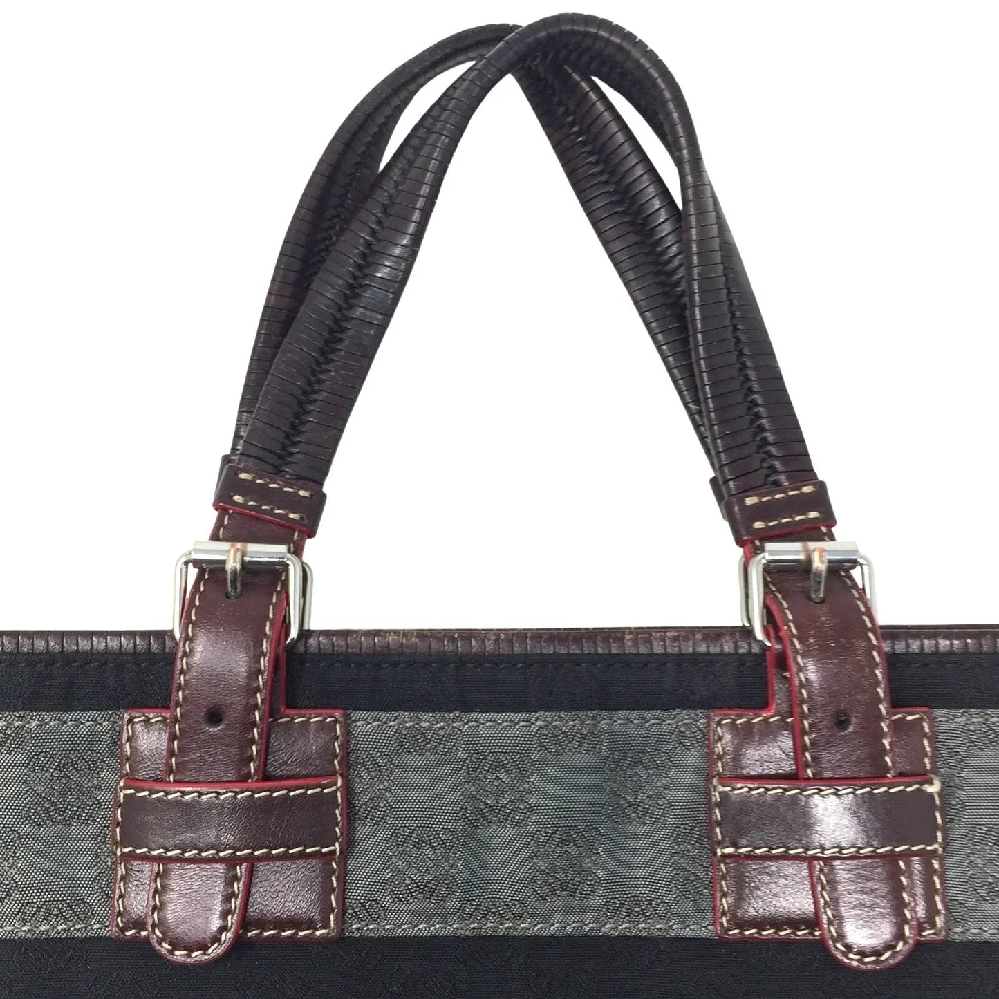 LOEWE - Leather - Trimmed Anagram Canvas Tote Black & Gray - Loewe - tote bag - A+ Stuff
