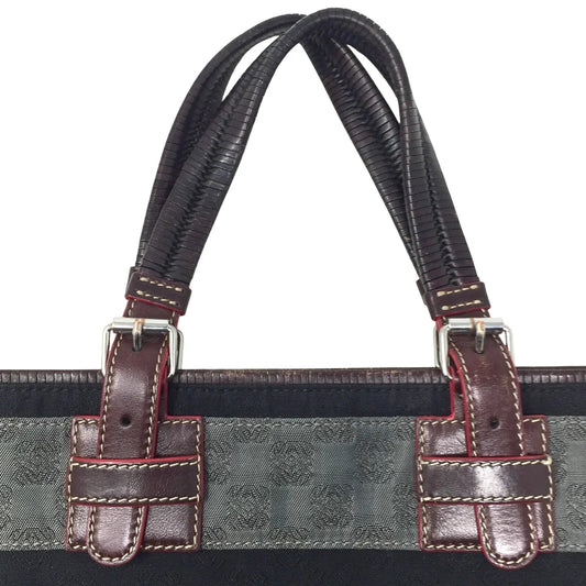 LOEWE - Leather - Trimmed Anagram Canvas Tote Black & Gray - Loewe - tote bag - A+ Stuff