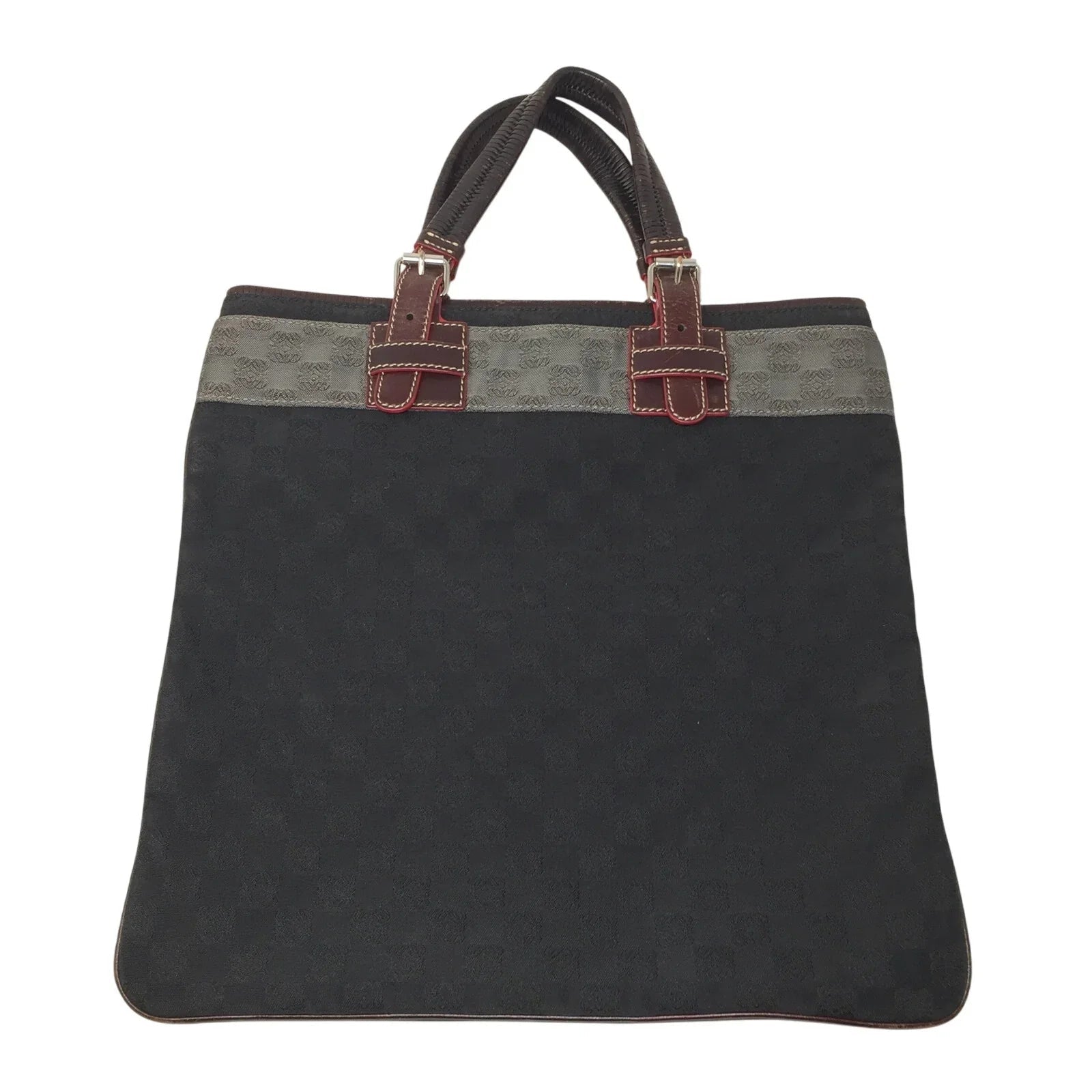 LOEWE - Leather - Trimmed Anagram Canvas Tote Black & Gray - Loewe - tote bag - A+ Stuff
