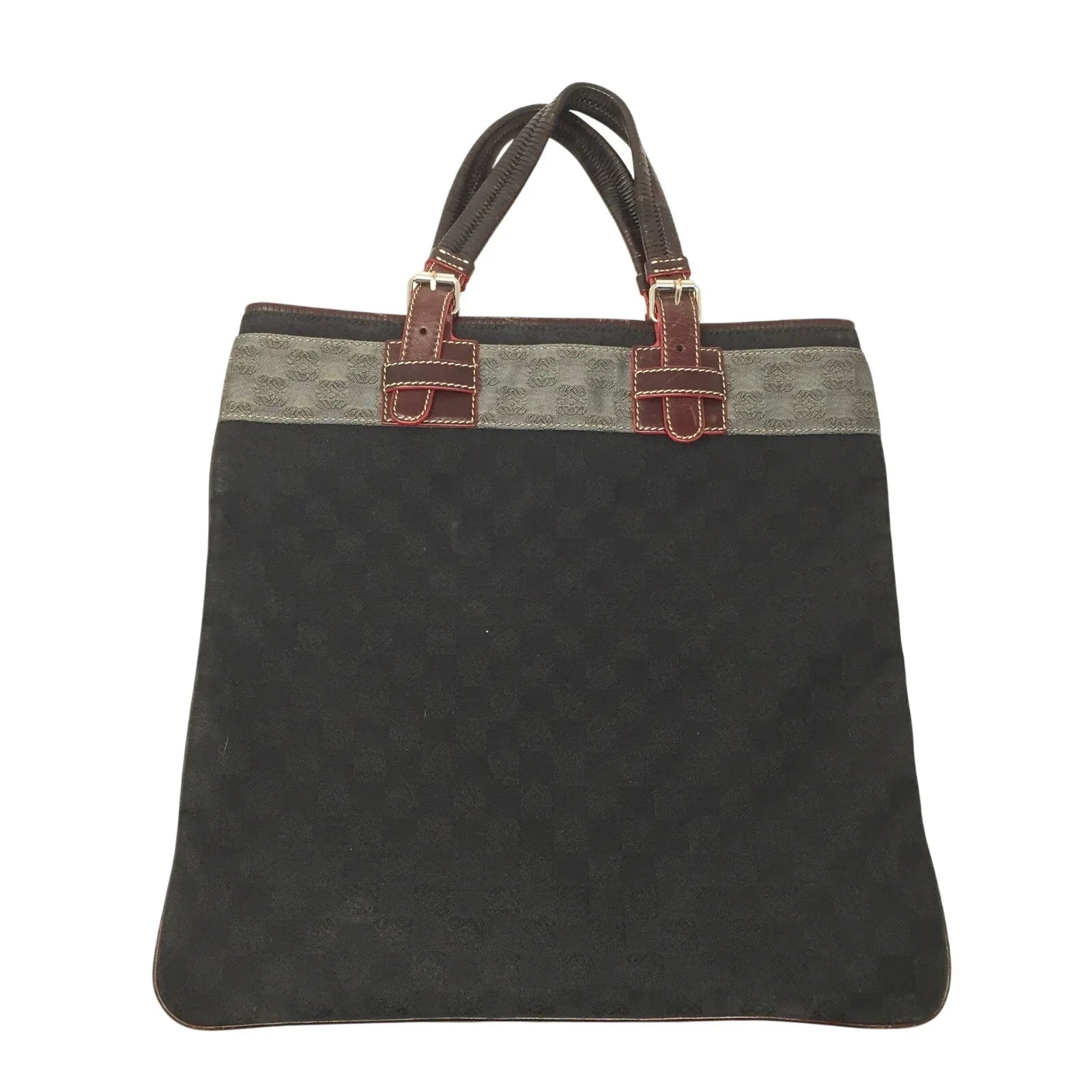 LOEWE - Leather - Trimmed Anagram Canvas Tote Black & Gray - Loewe - tote bag - A+ Stuff