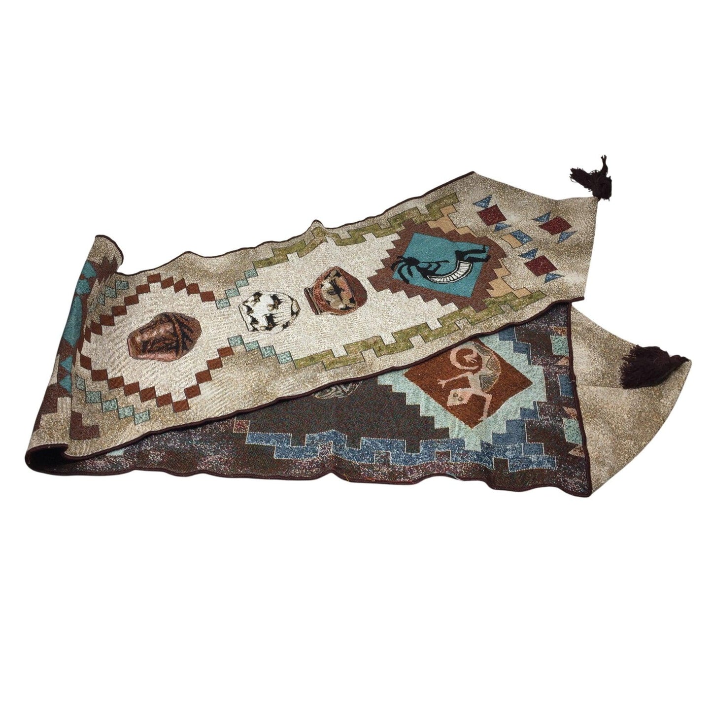 Long Patterned Southwestern Tapestry Table Runner with Tassels - A+ Stuff - Decor - A+ Stuff