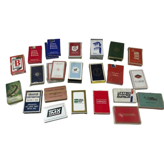 Lot of 24 Vintage Playing Cards - Libbey Owens Ford, OH Elks, Laughter Corp, Etc... - A+ Stuff - Card Games - A+ Stuff