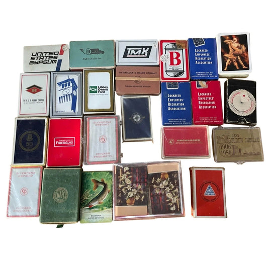 Lot of 24 Vintage Playing Cards - Libbey Owens Ford, OH Elks, Laughter Corp, Etc... - A+ Stuff - Card Games - A+ Stuff