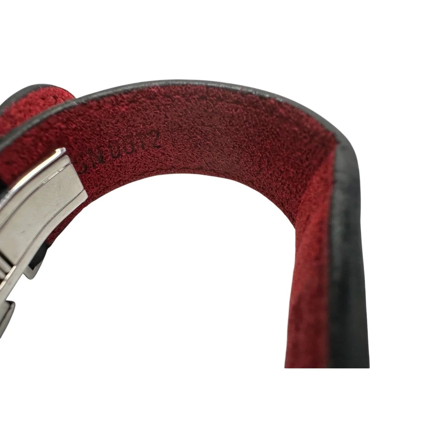 Louis Vuitton (LV) Black Leather Monogram Wish Bracelet with Red Leather on Inverse - Louis Vuitton - Designer Bracelet - A+ Stuff