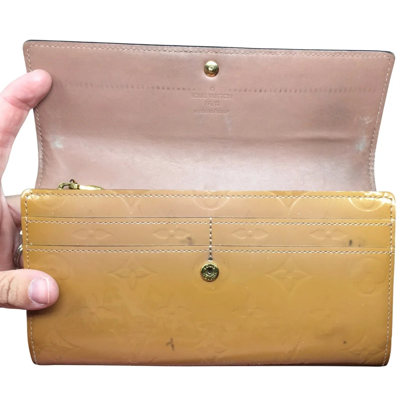 Louis Vuitton Vernis Monogram Sarah Long Wallet - Bronze / Mustard - Louis Vuitton - Long Wallet - A+ Stuff