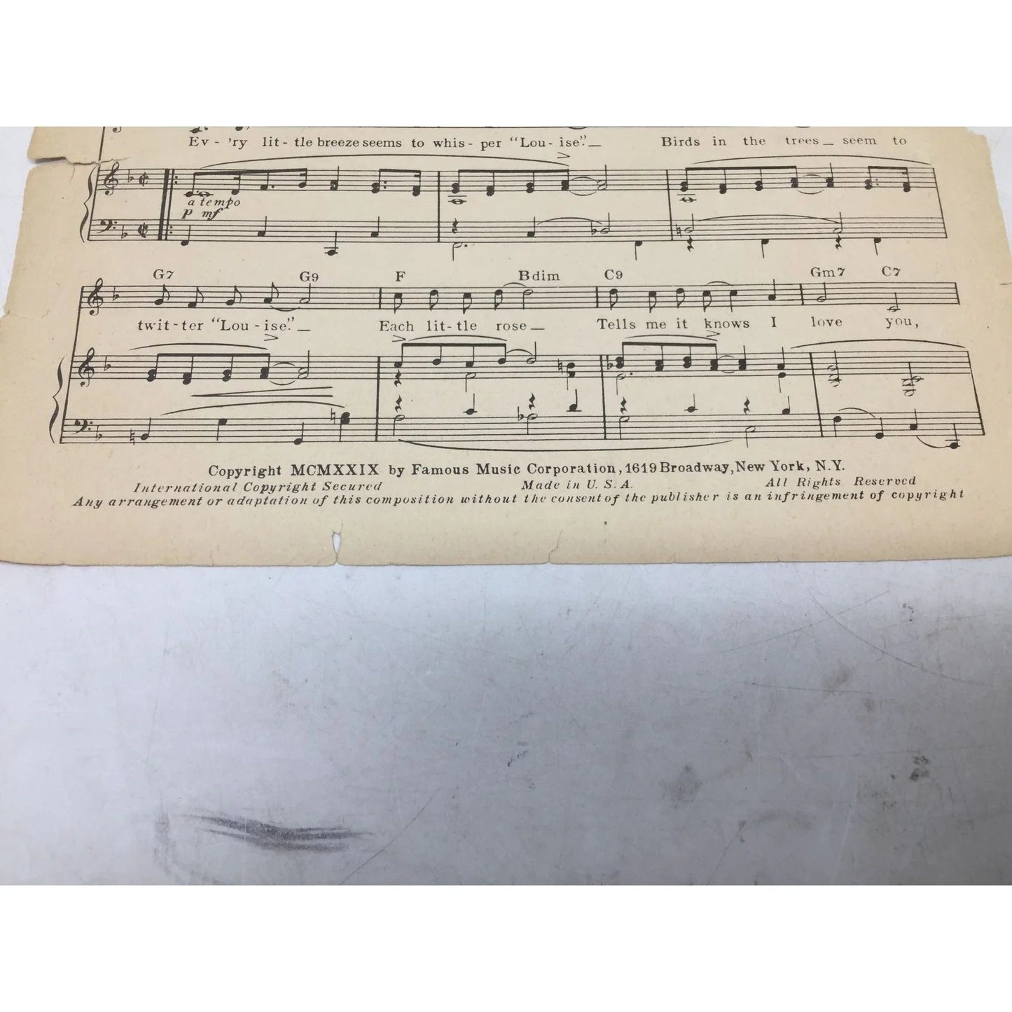 ''LOUISE'' By Leo Robin and Richard A Whiting Sheet Music book - A+ Stuff - SHEET MUSIC - A+ Stuff