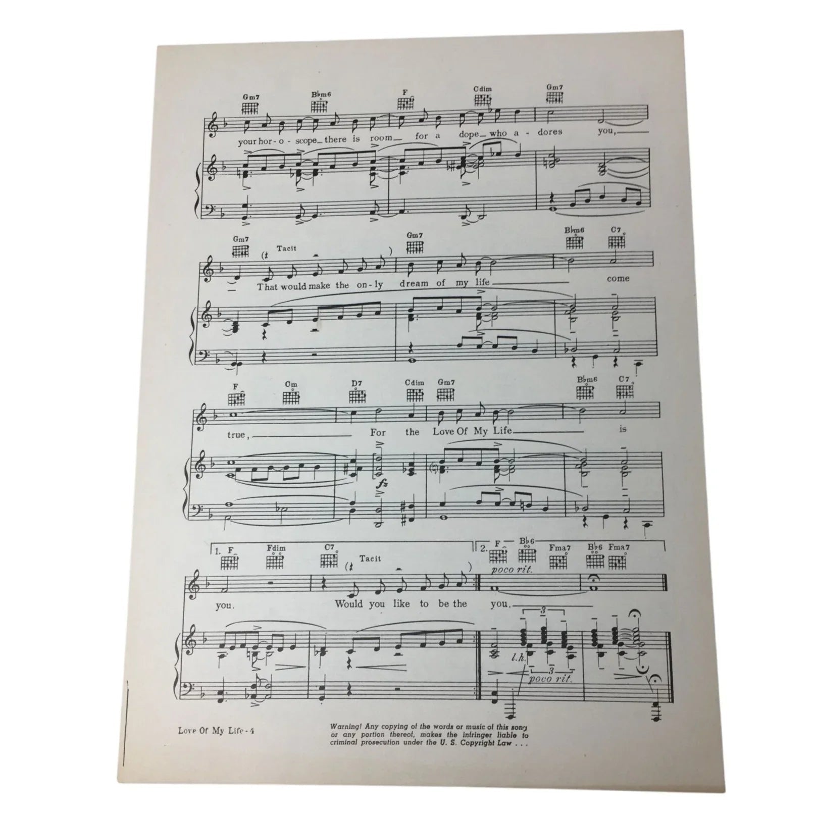 ''Love of my Life'' from ''Second Chorus'' Vintage 1940 Sheet Music - A+ Stuff - SHEET MUSIC - A+ Stuff