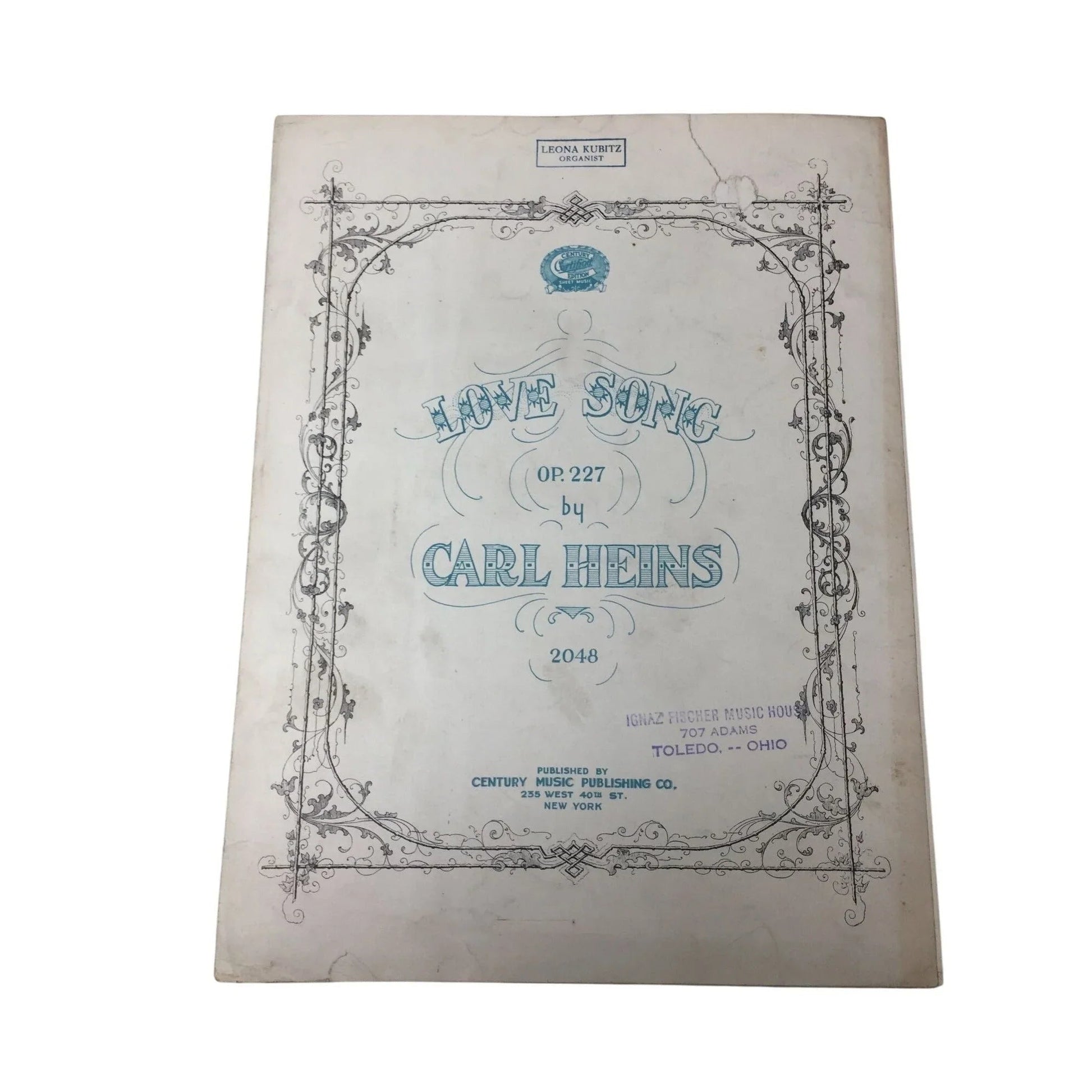 ''LOVE SONG'' OP 227 BY CARL HEINS 2048 Sheet Music Book - A+ Stuff - SHEET MUSIC - A+ Stuff