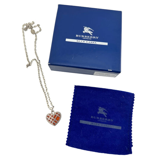 Burberry Blue Label Opaque Orange Silver Woven Check Heart