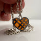 Burberry Blue Label Opaque Orange Silver Woven Check Heart